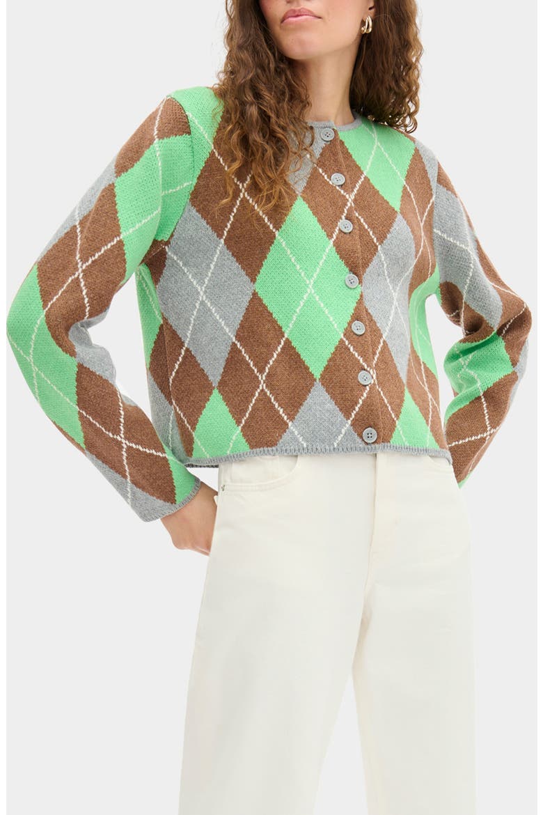 Aggie Argyle Cardigan, Main, color, GREEN MIX