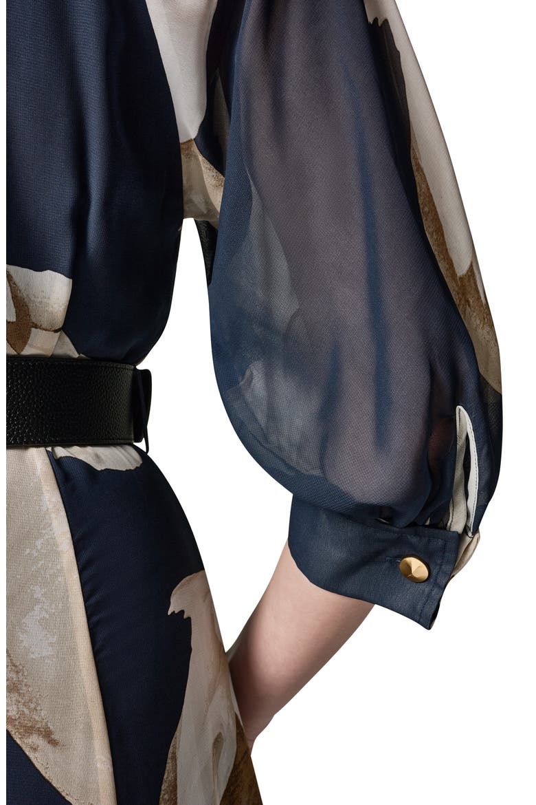 Floral Print Chiffon Midi Shirtdress, Alternate, color, NIGHT SKY
