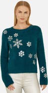 Yumi Sequin Snowflake Fluffy Sweater