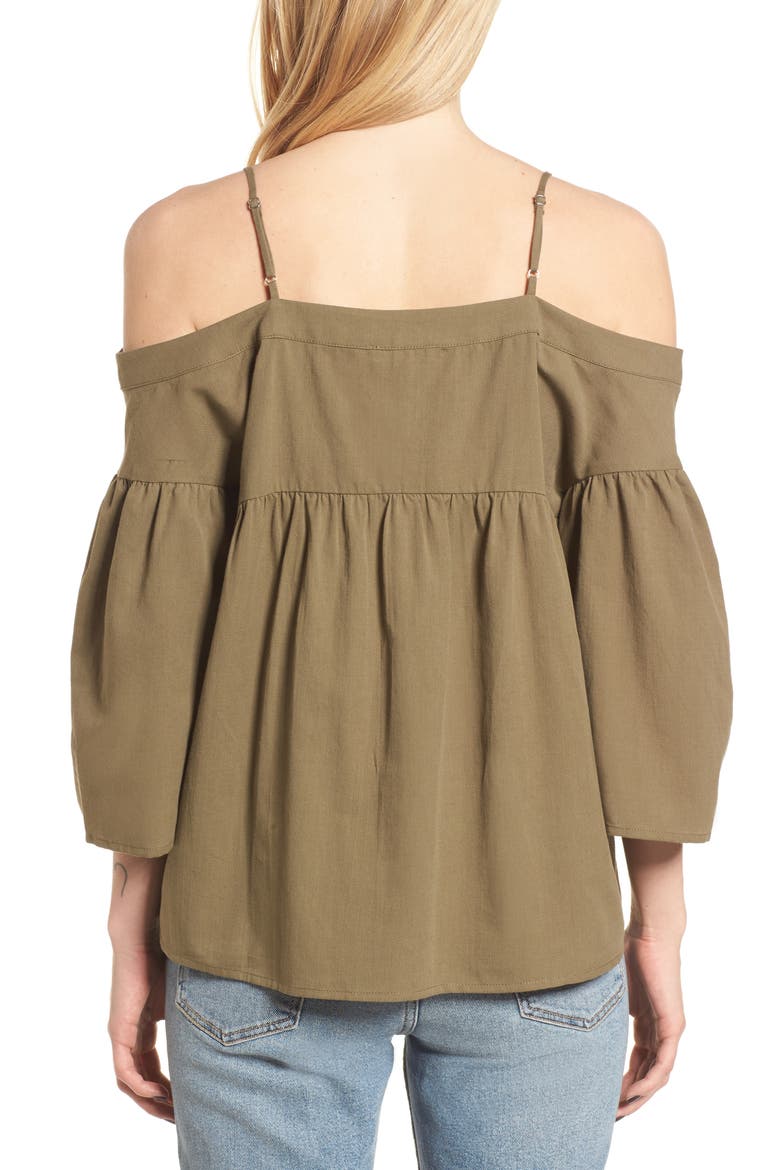 Cotton Off the Shoulder Top, Alternate, color, OLIVE SARMA