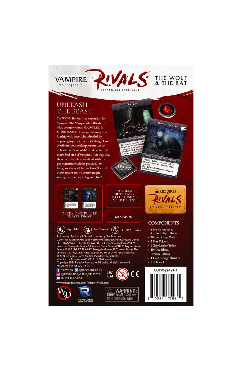 Renegade Games The Masquerade Rivals The Wolf & The Rat Game Expansion, Alternate, color, Multicolored