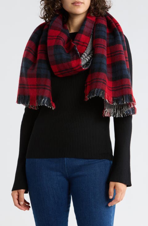 Houndstooth & Plaid Reversible Scarf