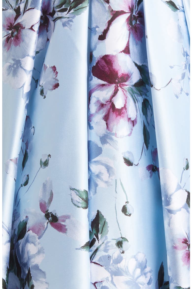Floral High-Low Cocktail Dress, Alternate, color, SKY COMBO