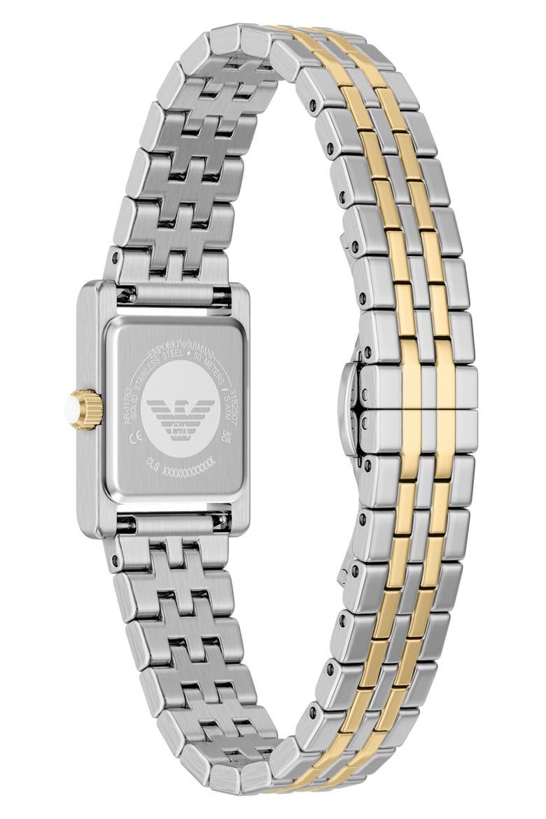 Small Mother-of-Pearl Tank Bracelet Watch, 19mm x 26mm, Alternate, color, SILVER