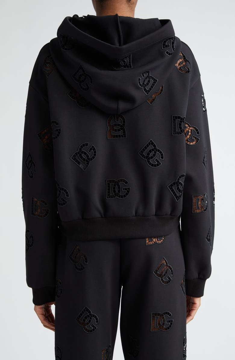 Dolce&Gabbana Eyelet Logo Cotton Blend Hoodie, Alternate, color, 