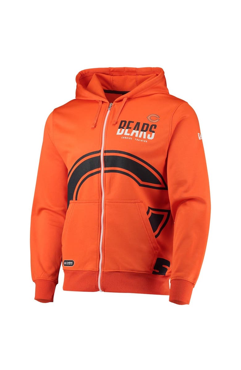 New Era Men's New Era Orange Chicago Bears Drill Combine Authentic Full-Zip Hoodie Jacket, Alternate, color,