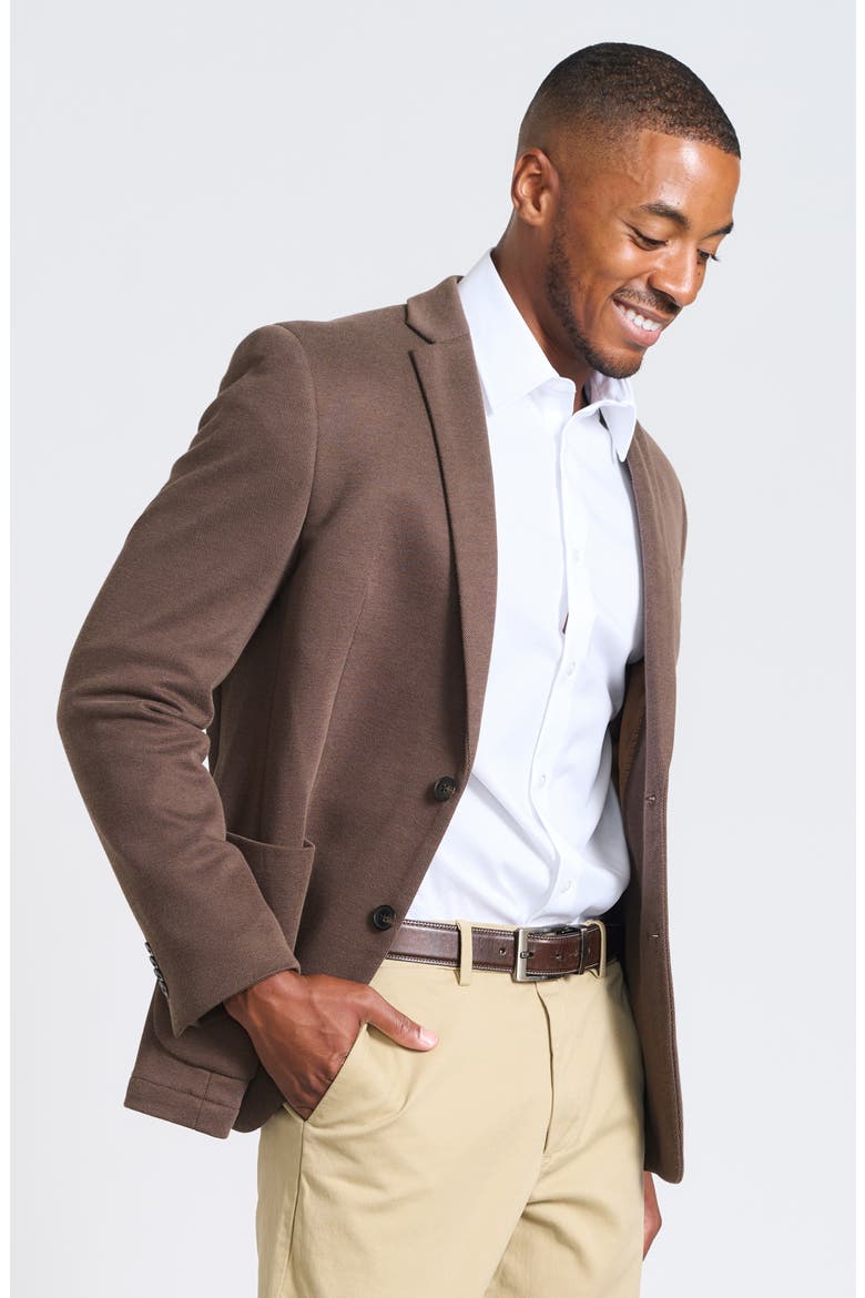 Brown Piqué Knit Sport Coat, Alternate, color, BROWN