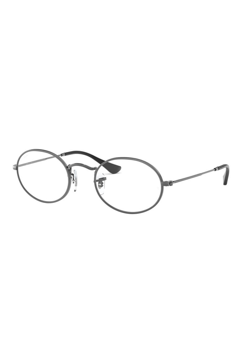 Unisex 48mm Oval Optical Glasses, Alternate, color, GUNMETAL