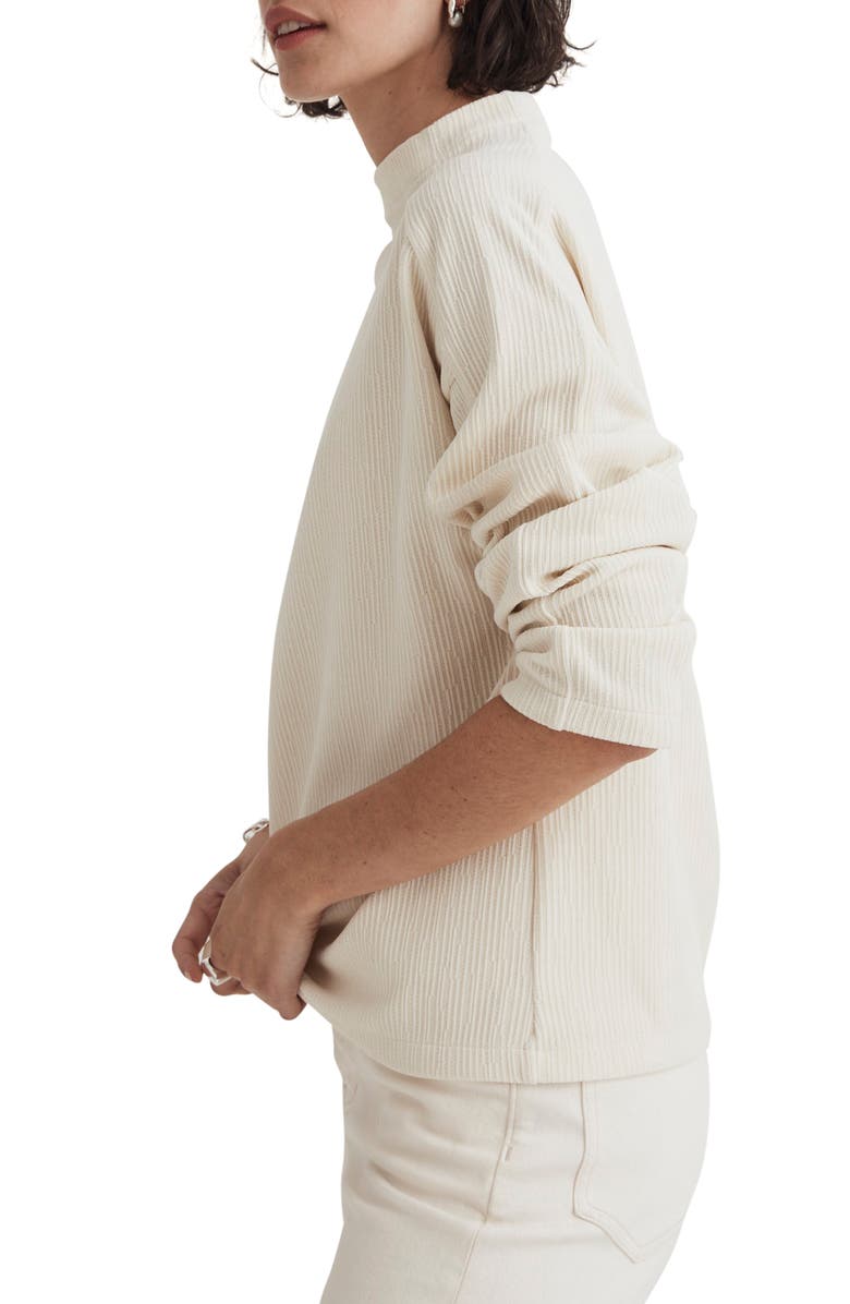 Madewell Jacquard Stripe Funnel Neck Top, Alternate, color,