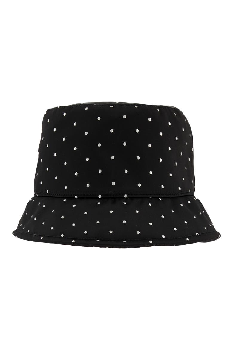 Studded Reversible Nylon Bucket Hat, Alternate, color, BLACK