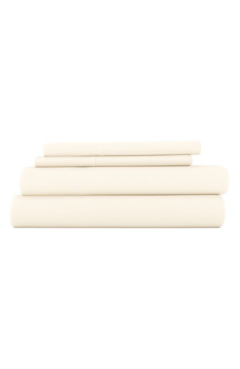 HOME SPUN Premium Chevron Embossed 4-Piece Bed Sheet Set