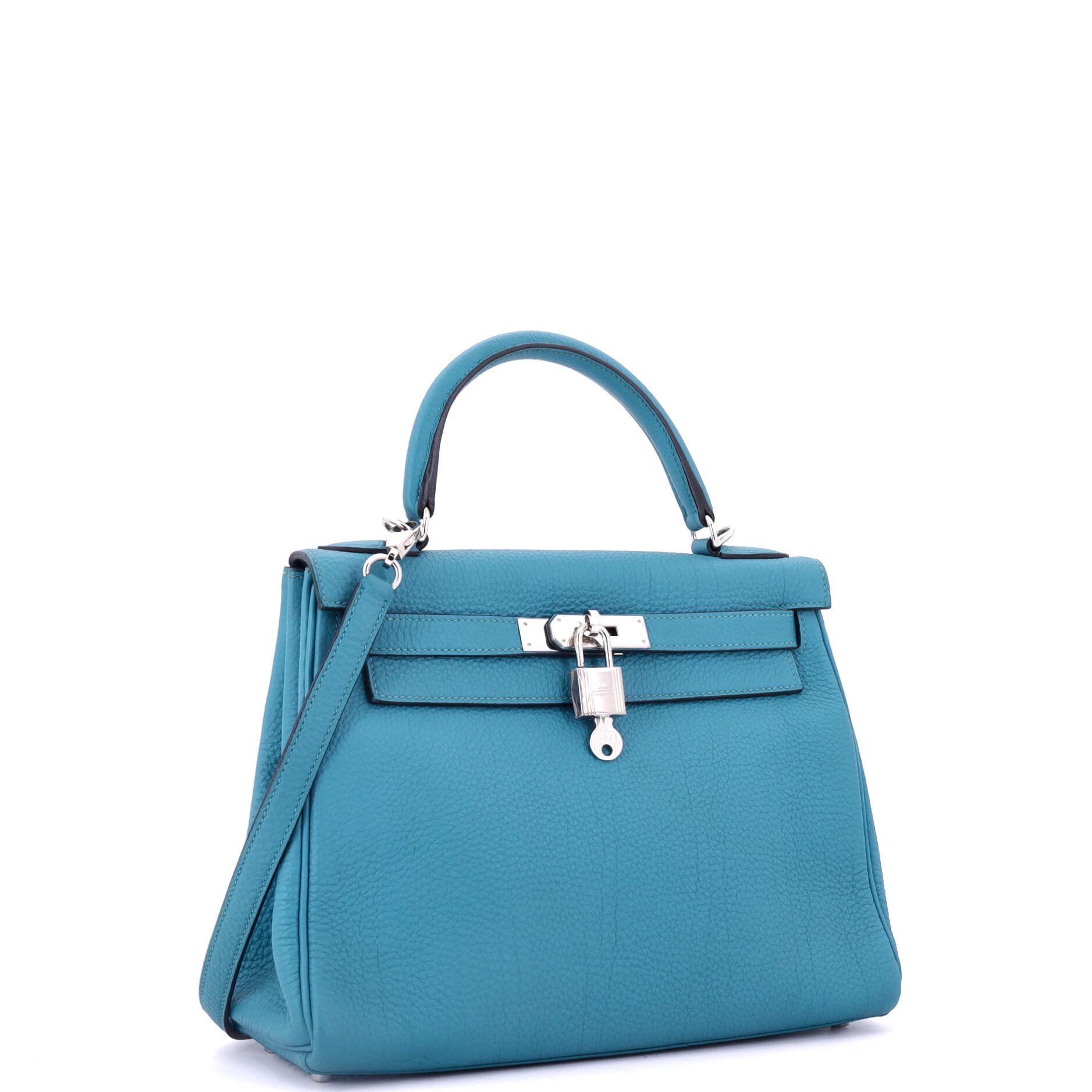 Pre-Owned Hermes Kelly Handbag Blue Togo with Palladium Hardware 28, Alternate, color, 