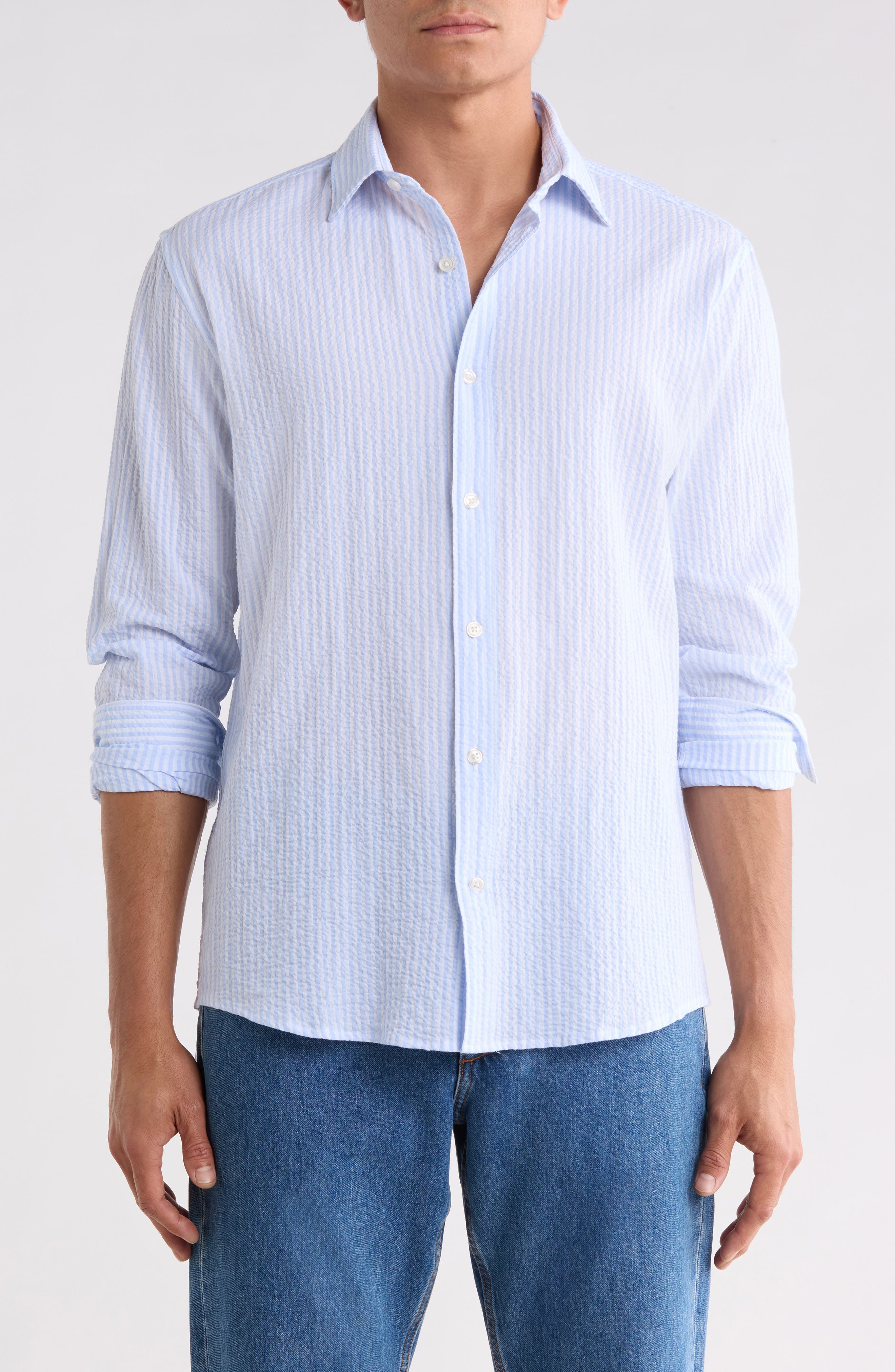 Stripe Regular Fit Button Up Shirt