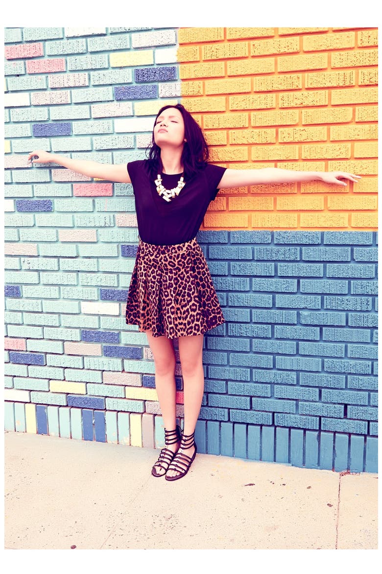 Leopard Print Skater Skirt, Alternate, color, LEOPARD PRINT