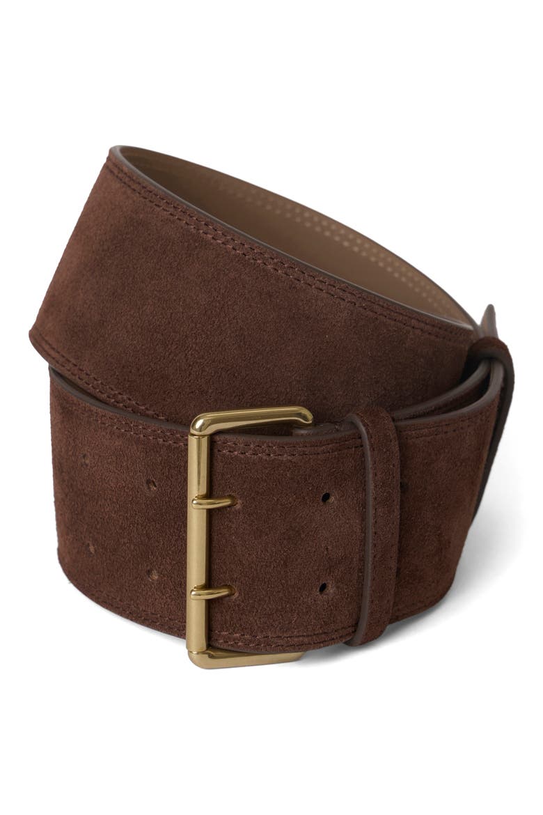 Luella Suede Belt, Alternate, color, CHOCOLATE BRASS