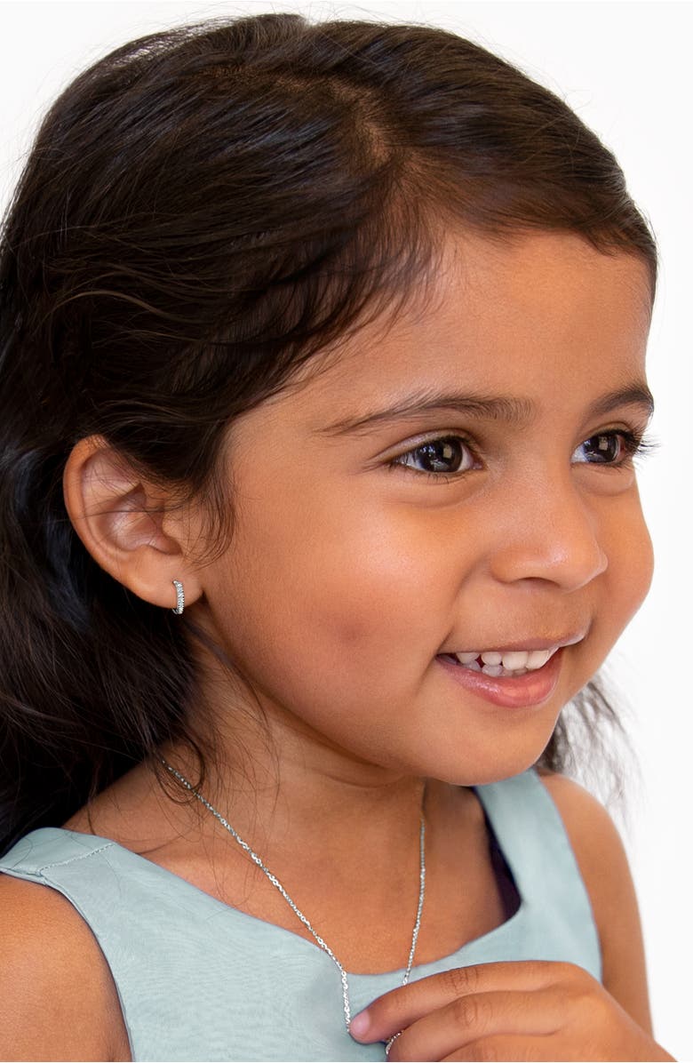 Tiny Blessings Sterling Silver 9mm Timeless Pave Huggie Hoop Earrings, Alternate, color, Sterling Silver