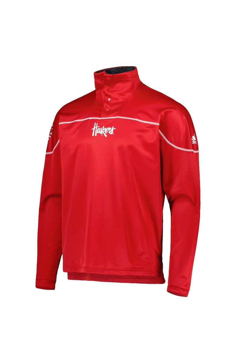 adidas Men's adidas Scarlet Nebraska Huskers AEROREADY Knit Quarter-Snap Jacket, Alternate, color, Scarlet