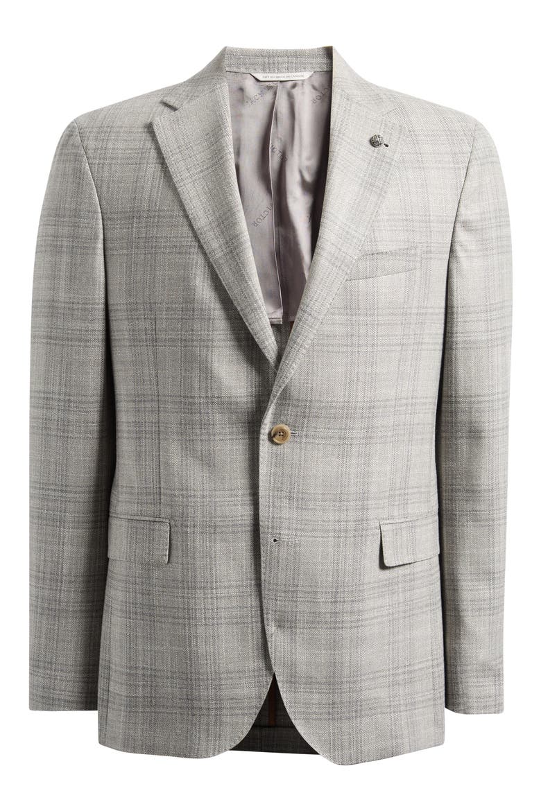 McAllen Light Grey Plaid Soft Constructed Wool & Silk Sport Coat, Main, color, LIGHT GREY