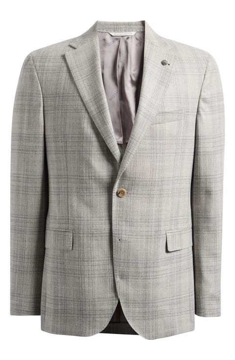 McAllen Light Grey Plaid Soft Constructed Wool & Silk Sport Coat