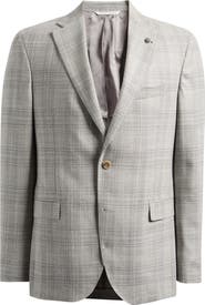 Jack Victor McAllen Light Grey Plaid Soft Constructed Wool & Silk Sport Coat