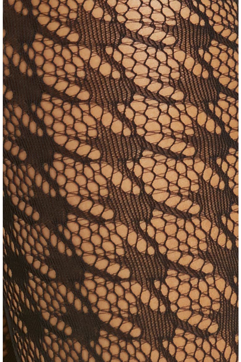 Dylan Houndstooth Fishnet Tights, Alternate, color, BLACK