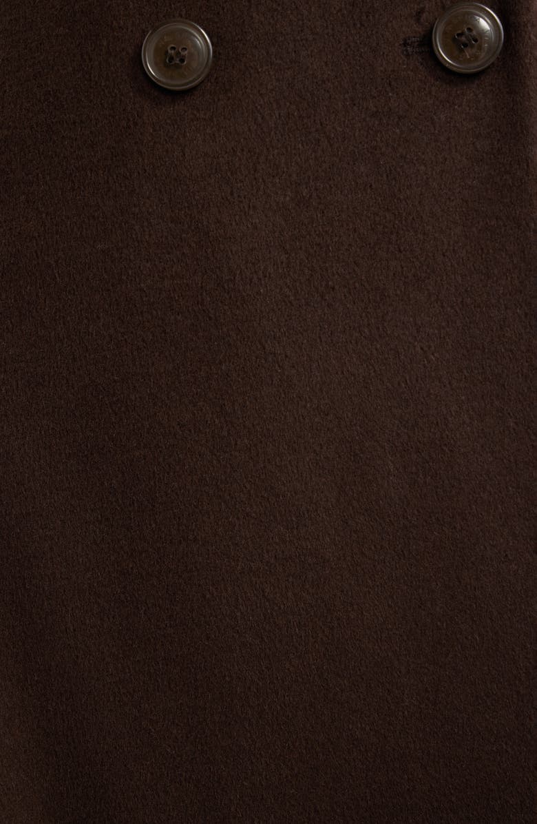 Via Spiga Double Breasted Wool Blend Coat with Faux Fur Trim, Alternate, color, Chocolate