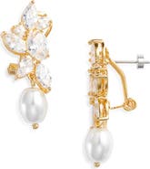 Nordstrom Cubic Zirconia & Faux Pearl Drop Earrings