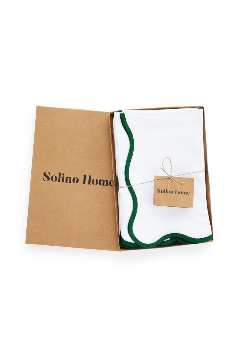 Linen Dinner Napkins Set of 4, 20 Inch Round - Giselle Scallop Edge, Alternate, color, Christmas Green and White
