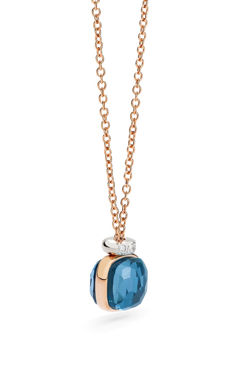 Pomellato Nudo London Blue Topaz & Diamond Pendant Necklace, Alternate, color, London Blue Topaz