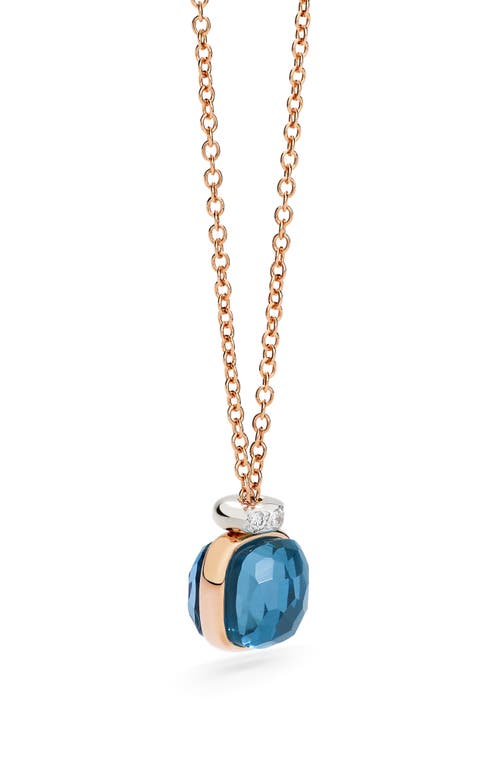 Pomellato Nudo London Blue Topaz & Diamond Pendant Necklace In Gold