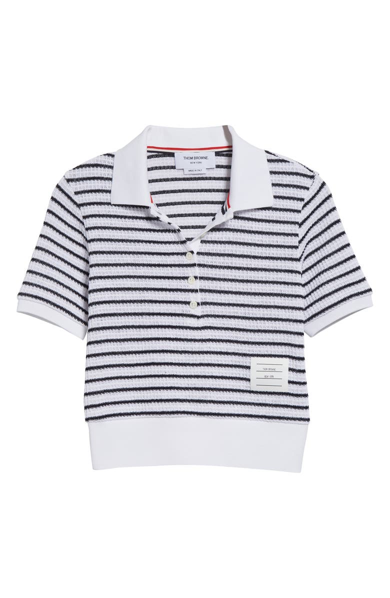 Thom Browne Stripe Cotton Knit Polo, Alternate, color,