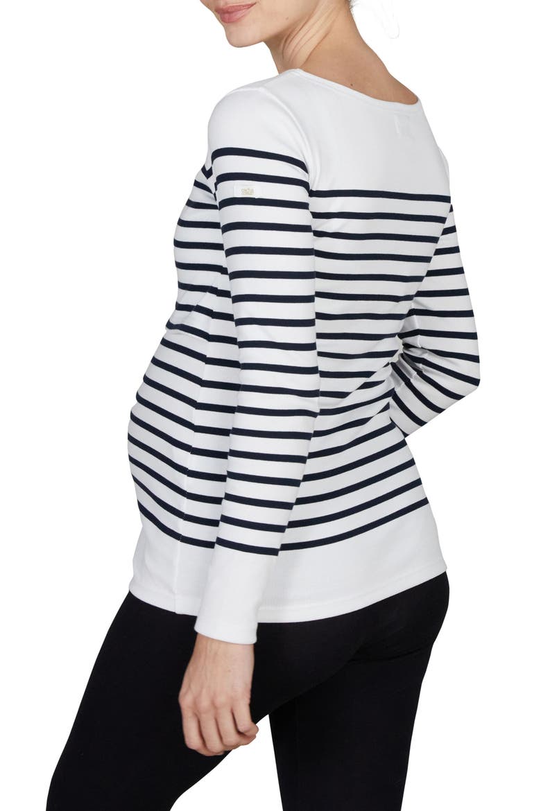 Benodet Maternity and nursing sailor shirt, Alternate, color, WHITE/ MARINE