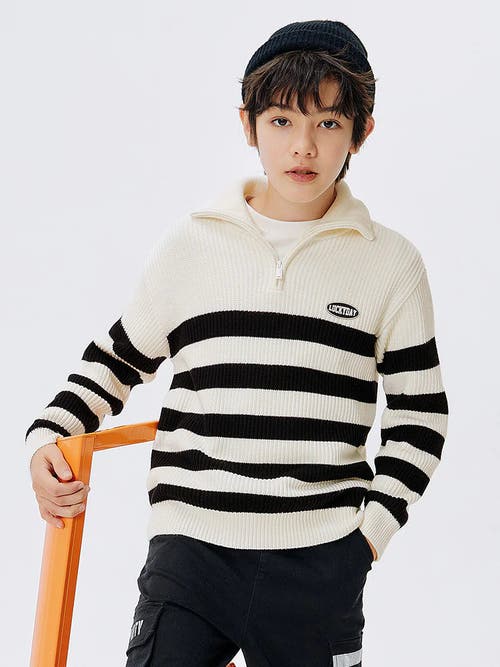Balabala Luckyday Striped Half-zip Sweater