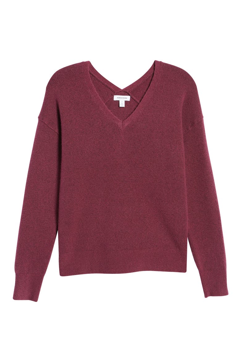 V-Neck Sweater, Alternate, color, PURPLE CABBAGE