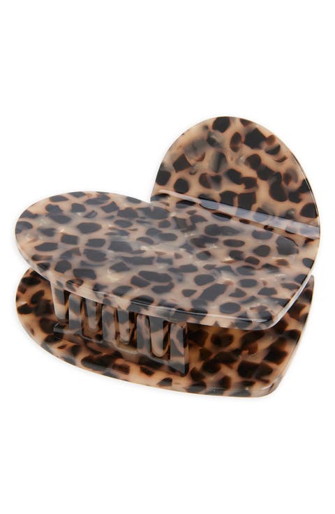Handmade Leopard Heart Claw Clip