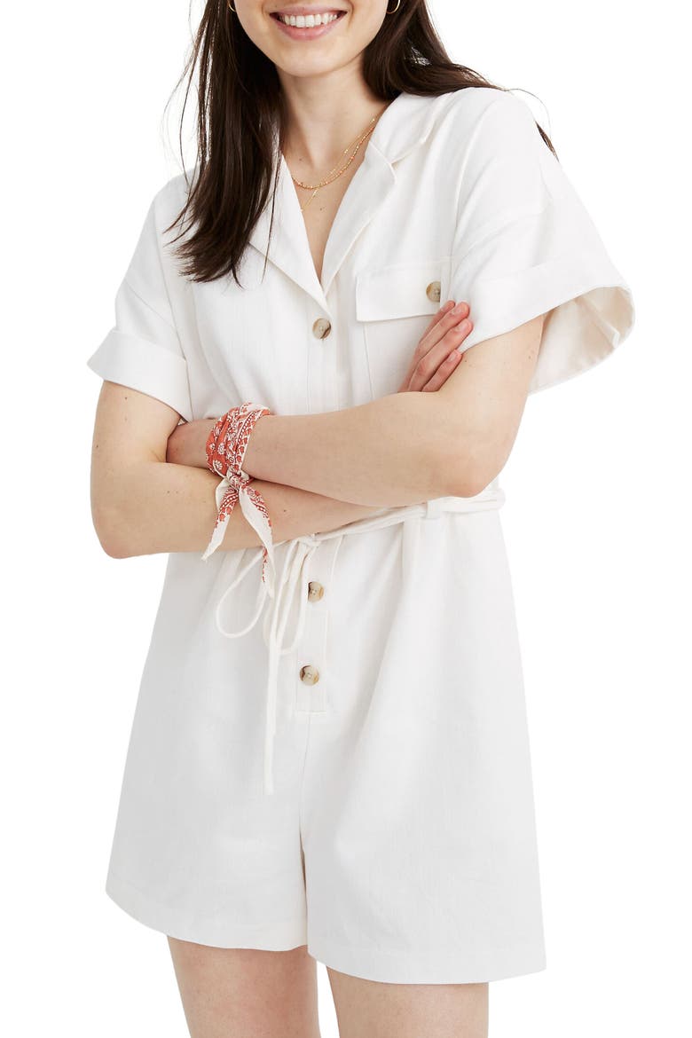 Belted Safari Romper, Main, color, LIGHTHOUSE