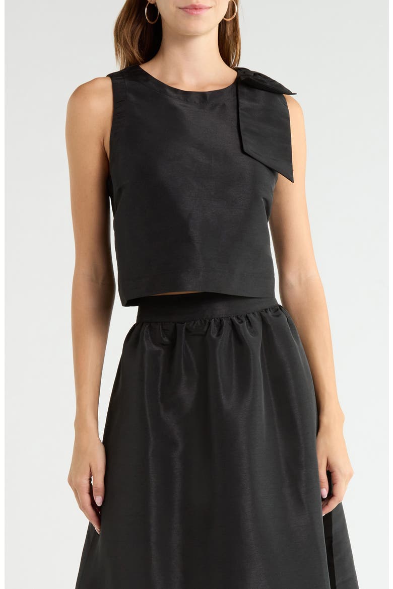 Hestia Caryn Bow Shoulder Sleeveless Top, Main, color, BLACK