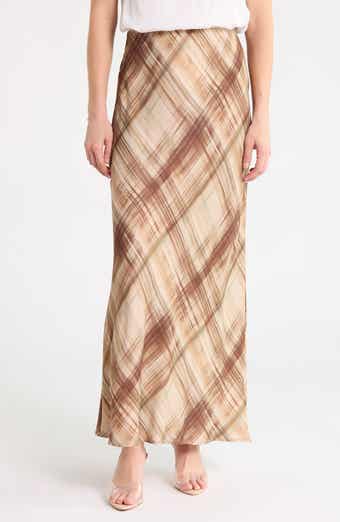 Brushstroke Plaid Maxi Skirt