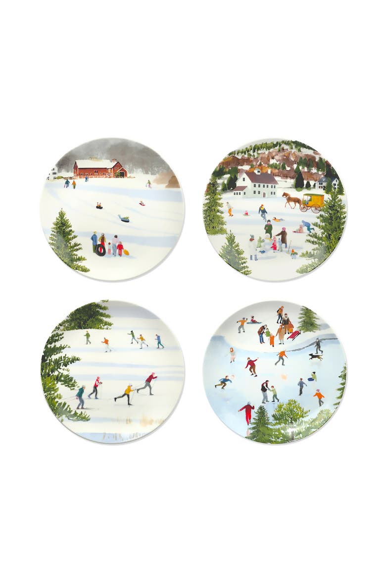 X Felix Doolittle "Winter Wonderland" Plates, Mixed Set of 4 - Porcelain, Main, color, MULTI