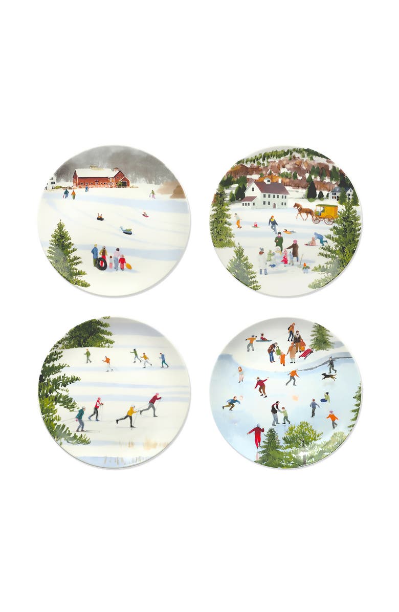 Caskata X Felix Doolittle "Winter Wonderland" Plates, Mixed Set of 4 - Porcelain, Main, color, Multi