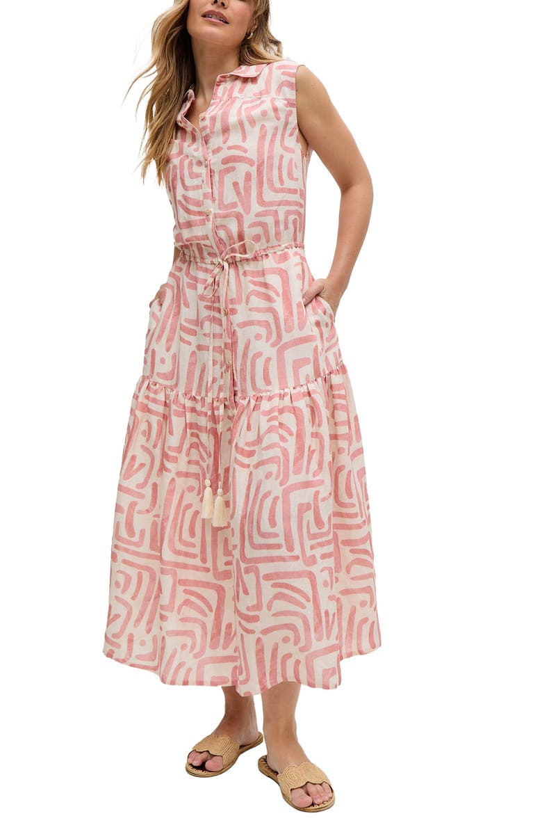 Raffya Holly Tiered Warhol Print Maxi Dress, Main, color, Pink