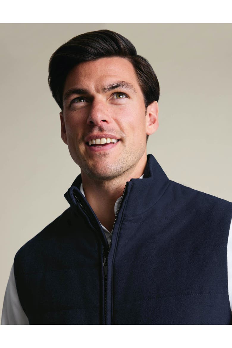 Flannel Quilted Gilet, Alternate, color, Navy