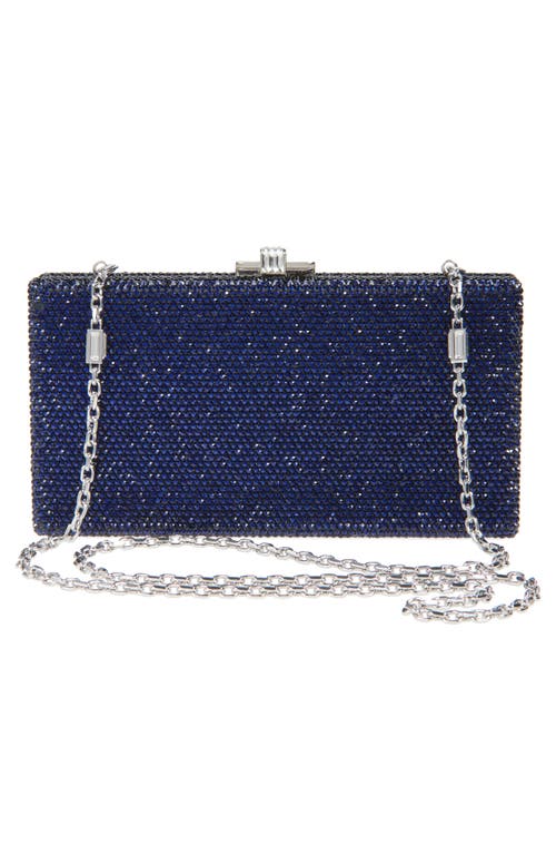 Judith Leiber Couture Lillian Sleek Crystal Embellished Clutch In Silver Dark Indigo Multi