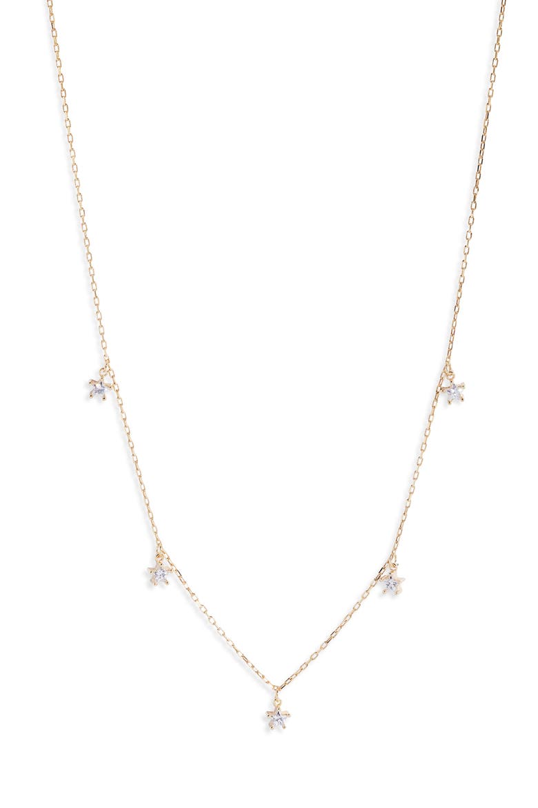 Cubic Zirconia Star Charm Necklace, Main, color, GOLD
