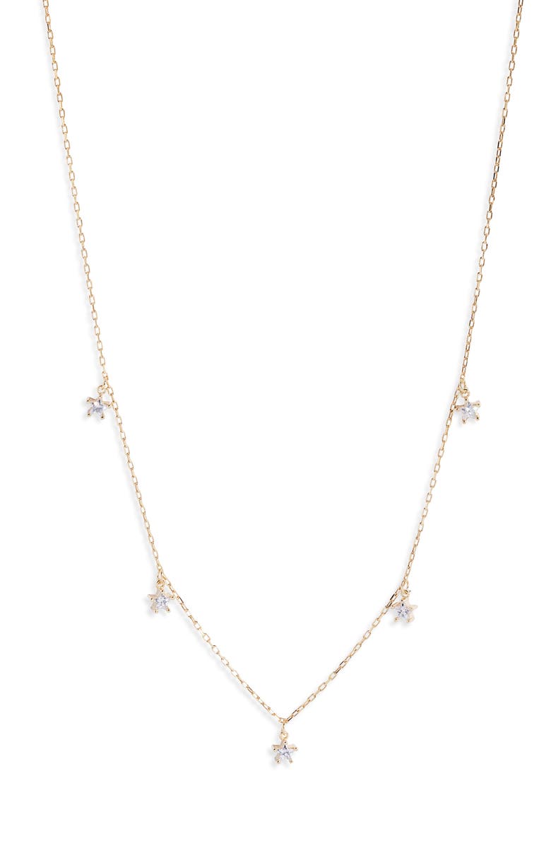 Argento Vivo Sterling Silver Cubic Zirconia Star Charm Necklace, Main, color,