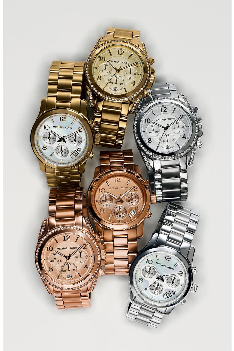 Michael Kors 'Runway' Rose Gold Plated Watch, 37mm, Alternate, color, ROSE GOLD
