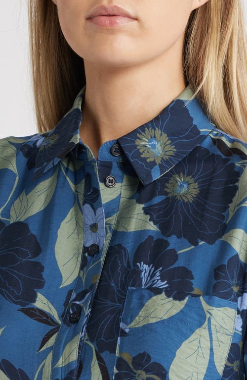 Caslon ® Floral Print Long Sleeve Tiered Shirtdress