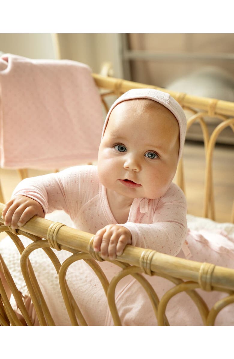 MiniMoi 3 Piece Baby Pointelle Rayon Blend Footie Set, Alternate, color, Pink