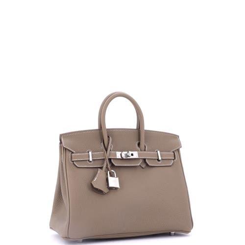 Pre-owned Hermes Hermes Birkin Handbag Grey Togo With Palladium Hardware 25 In Brown