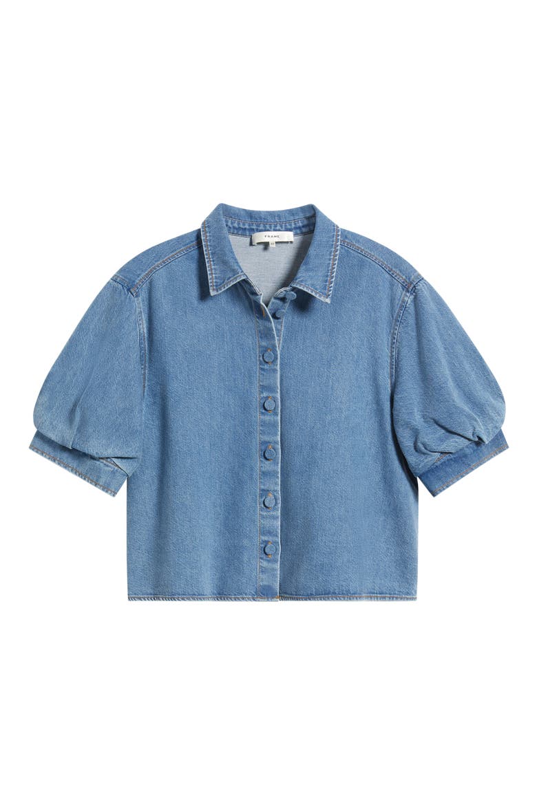 The Billow Sleeve Denim Shirt, Alternate, color, SUBTLE